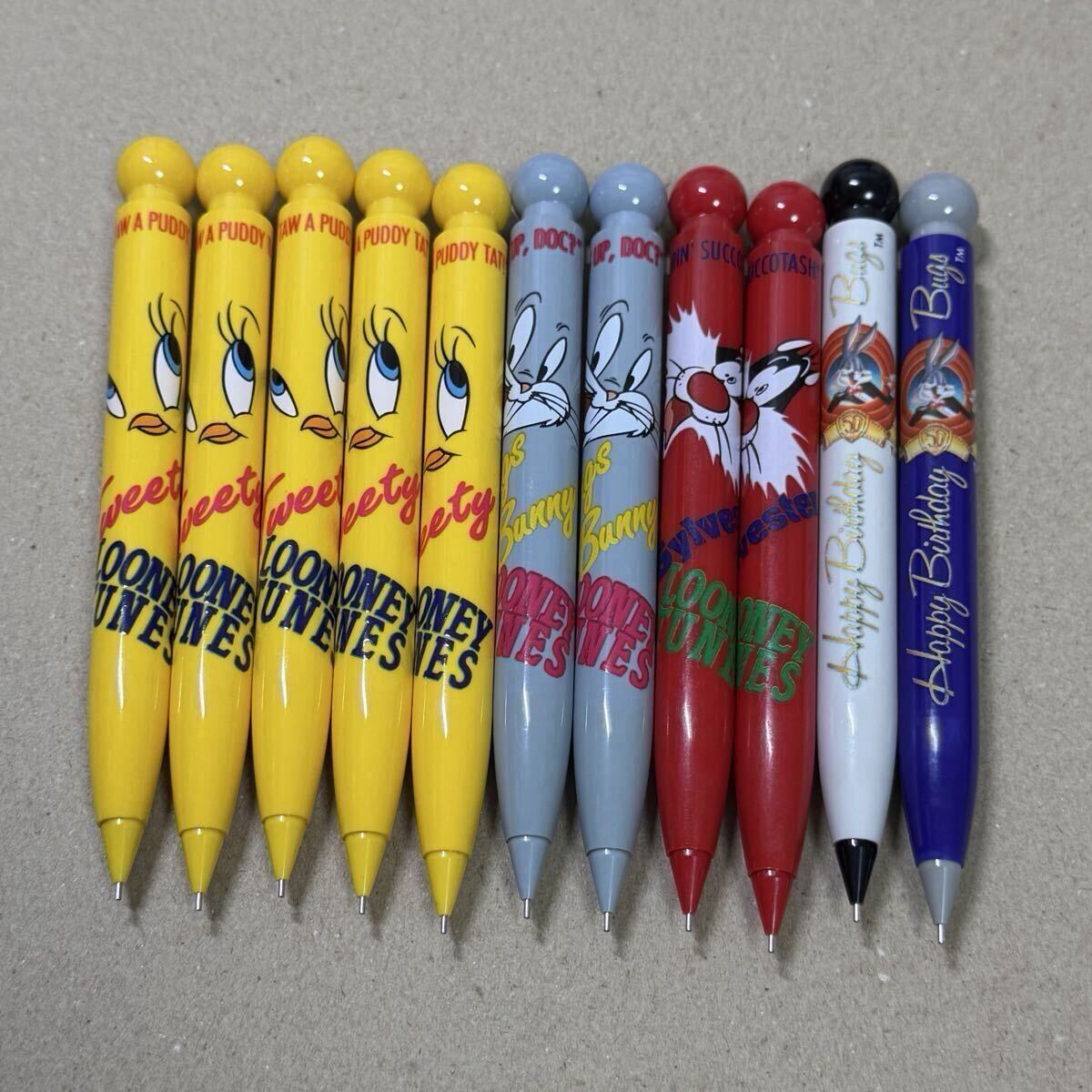 新品 廃盤 Pentel ぺんてる WARNER ワーナーブラザーズ シャーペン 0.5mm 定規 下敷き 15点セット トゥイーティー vintage 昭和レトロ_画像2