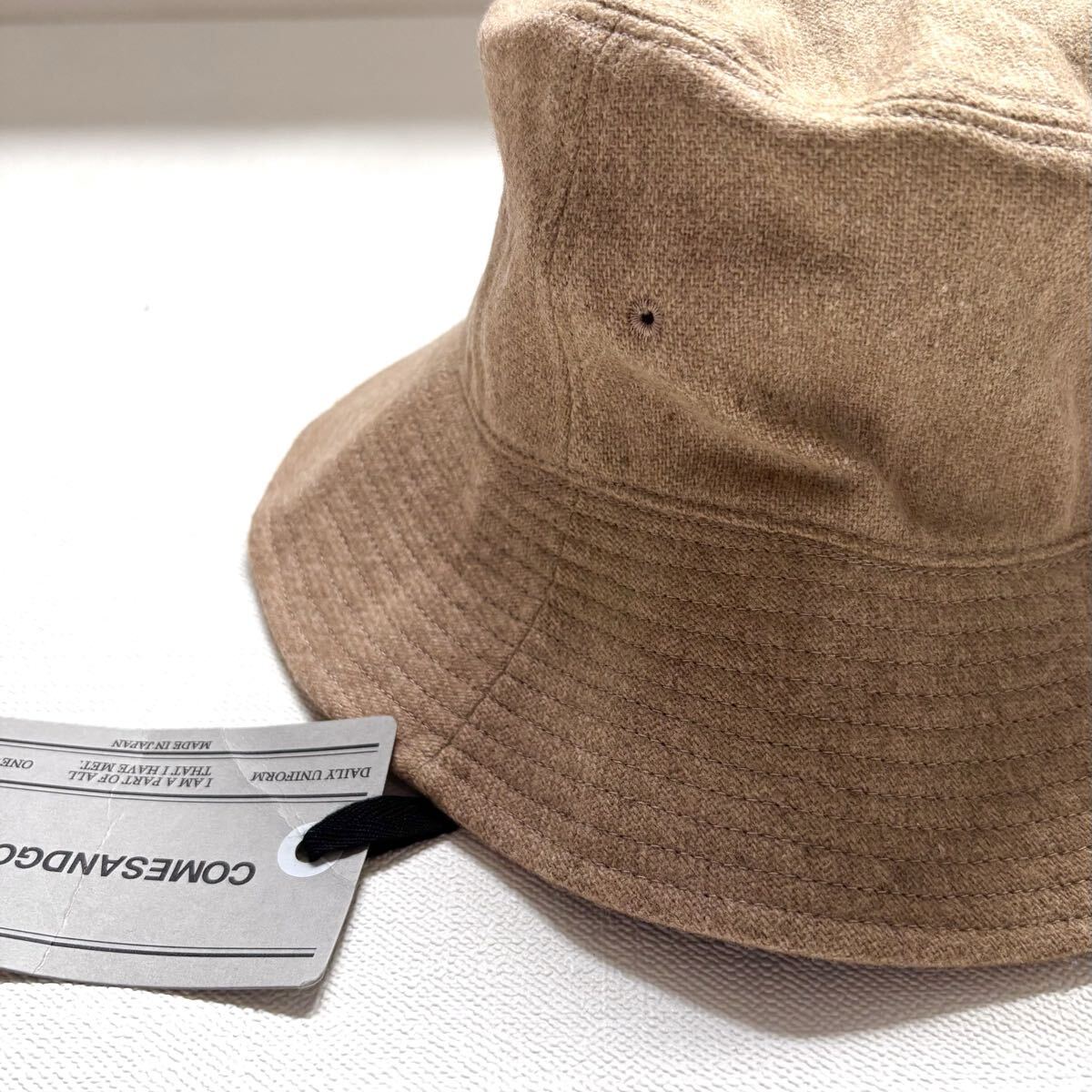 未使用 日本製 COMESANDGOES カムズアンドゴーズ ウール バケット ハット L キャメル メンズ タグ付 made in japan 帽子 ベージュ 送料無料_画像2