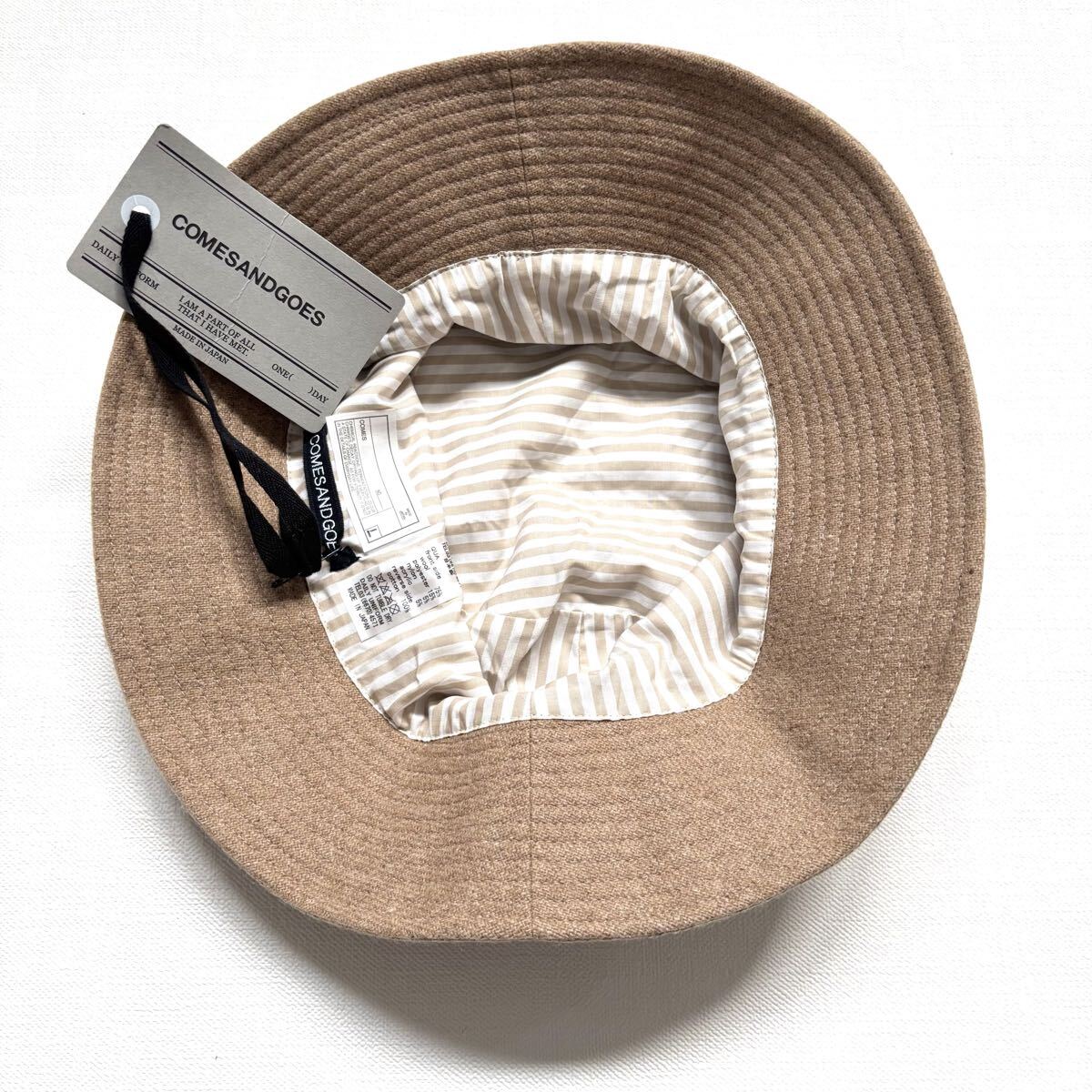 未使用 日本製 COMESANDGOES カムズアンドゴーズ ウール バケット ハット L キャメル メンズ タグ付 made in japan 帽子 ベージュ 送料無料_画像4