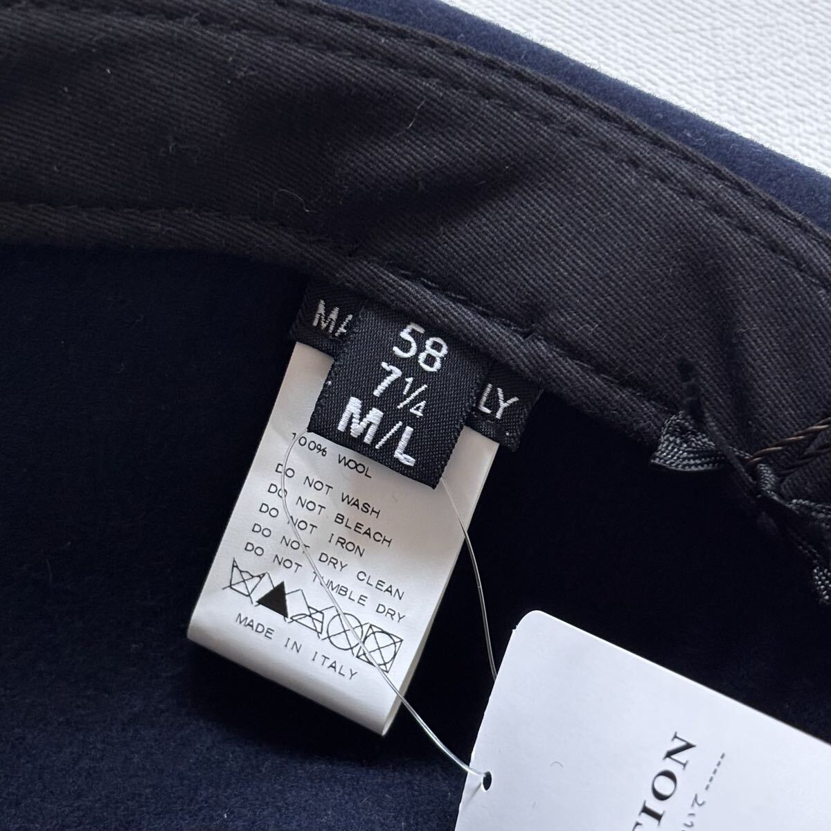 新品 イタリア製 撥水加工 クラッシャブル ウール フェルト ハット 中折れ つば広 58㎝ ネイビー メンズ レディース ユニセックス 送料無料_画像6