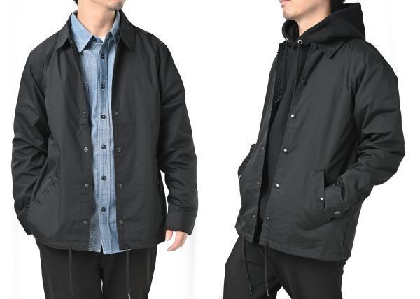 コーチジャケット M ネイビー 裏地付 無地 ブルゾン ジャケット ワーク 高品質 T/Cウェザー生地 ボタン 上着 着画あり A645 紺 紺色 744801_画像3