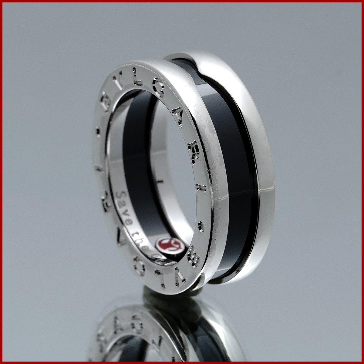 ブルガリ セーブザチルドレン リング 指輪 346094 49 9号 シルバー ブラックセラミック 美品 新品仕上げ済み ゆうパケット対応可 送料300円_画像2