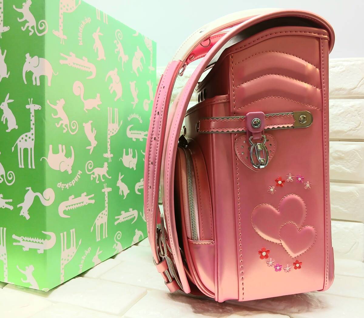 n511 ≪ 美品 ≫ ランドセル A4対応 (メタルピンク) ハート/刺繍 日本製_画像1