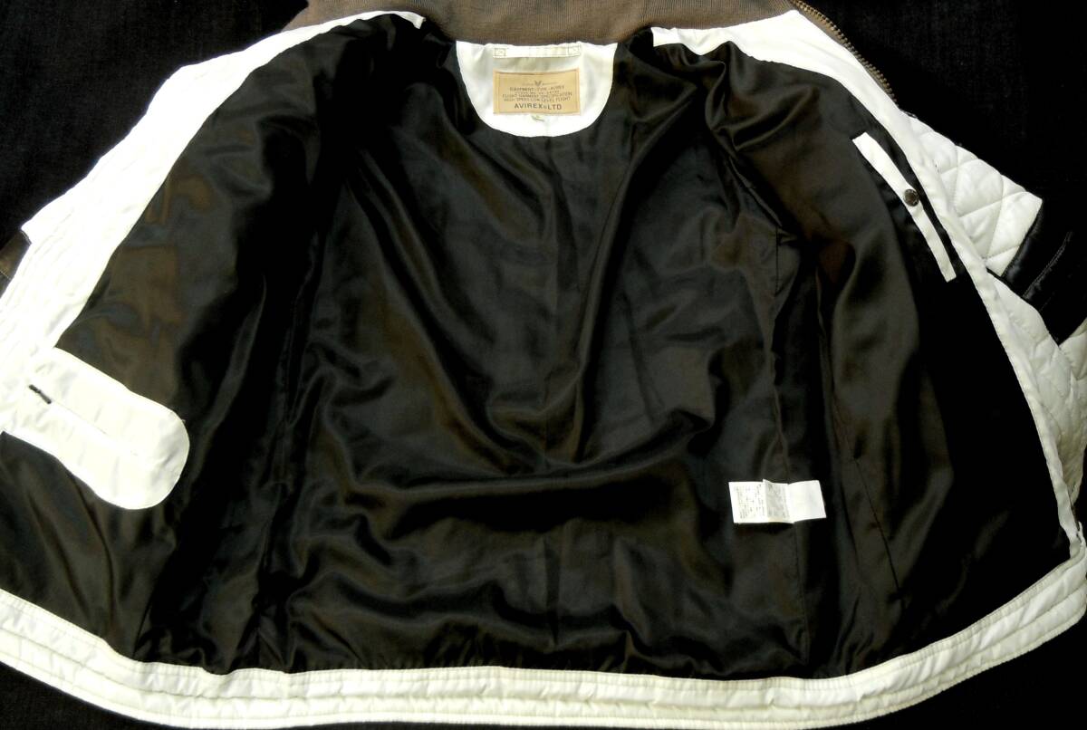 ★防寒性抜群 美品 AVIREX アヴィレックス キルティング ワッペン付き中綿ジャケット メンズ ホワイト メンズL★_画像3