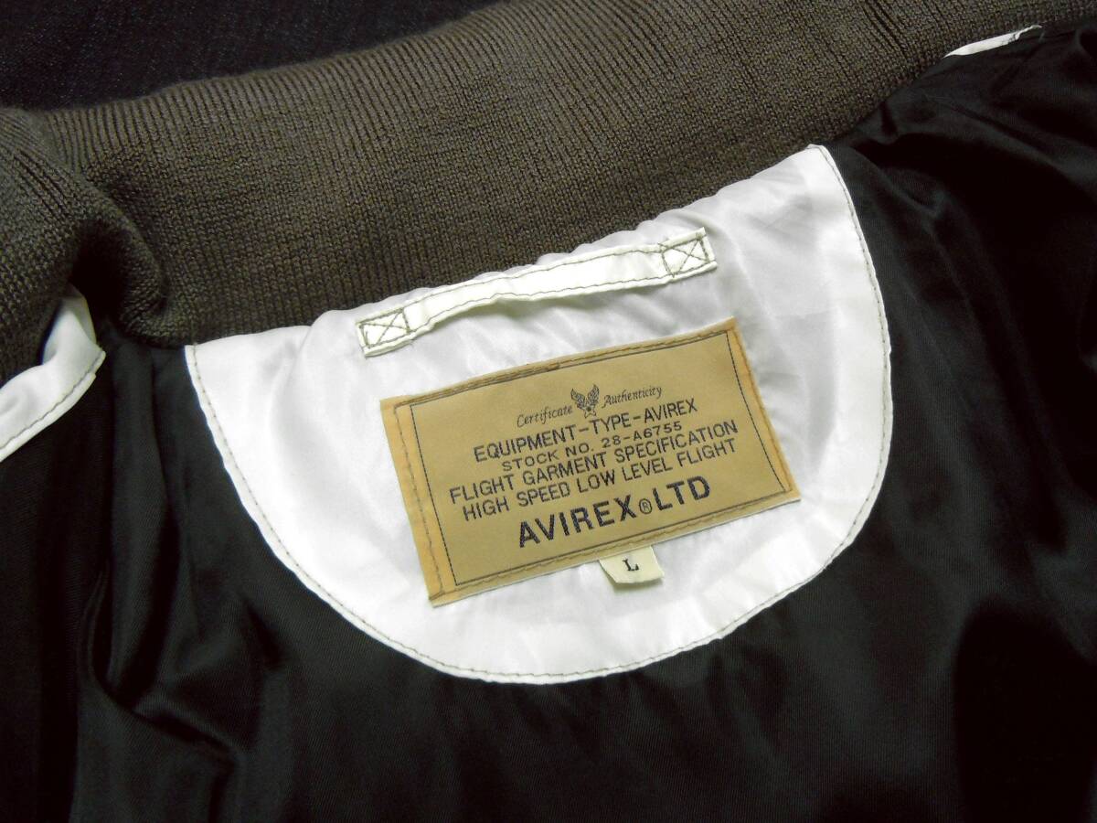 ★防寒性抜群 美品 AVIREX アヴィレックス キルティング ワッペン付き中綿ジャケット メンズ ホワイト メンズL★_画像4