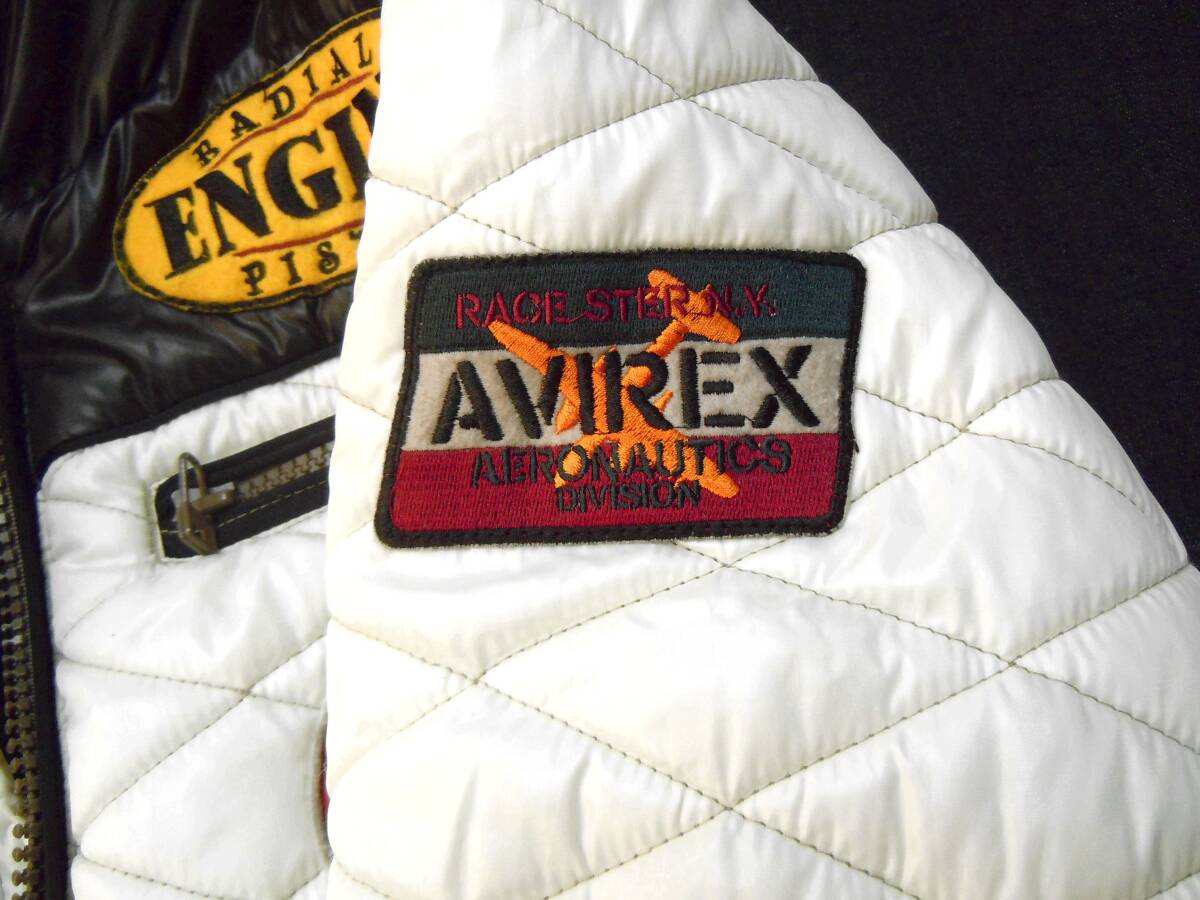 ★防寒性抜群 美品 AVIREX アヴィレックス キルティング ワッペン付き中綿ジャケット メンズ ホワイト メンズL★_画像5