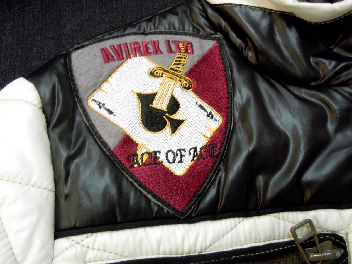 ★防寒性抜群 美品 AVIREX アヴィレックス キルティング ワッペン付き中綿ジャケット メンズ ホワイト メンズL★_画像7