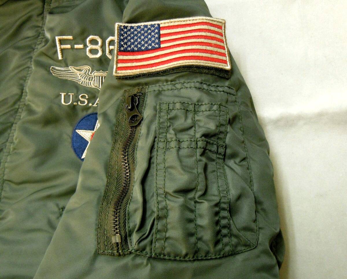 ★希少品 定価4.8万円 AVIREX アビレックス N-3B ダウンコート タイガーシャーク オリーブ メンズL★_画像5