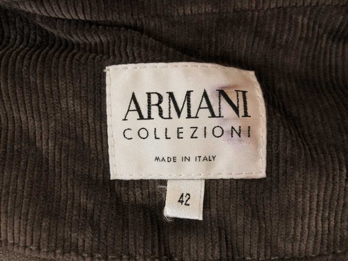 イタリア製 アルマーニ コレツィオーニ ARMANI COLLEZIONI レトロ トラッド コーデュロイ テーラード ジャケット レディース 42 茶_画像2