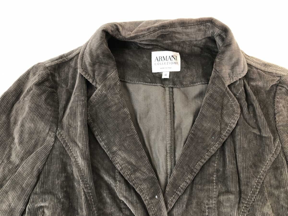 イタリア製 アルマーニ コレツィオーニ ARMANI COLLEZIONI レトロ トラッド コーデュロイ テーラード ジャケット レディース 42 茶_画像3