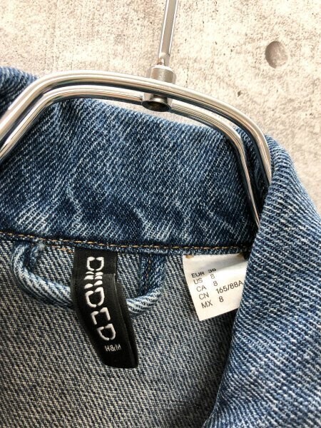 H&M エイチアンドエム レディース ウォッシュ加工 デニムジャケット Gジャン 38 青 コットン_画像2