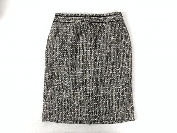インディヴィ INDIVI レディース カジュアルモード オフィス ウール混 ツイード タイト スカート 38_画像1