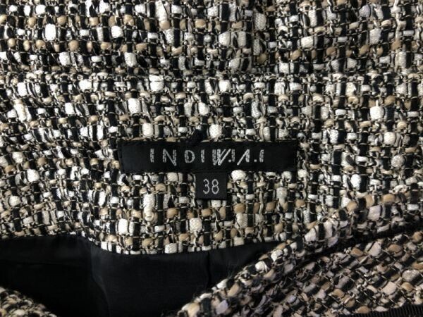 インディヴィ INDIVI レディース カジュアルモード オフィス ウール混 ツイード タイト スカート 38_画像2