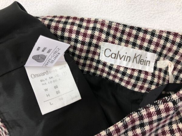  Calvin Klein Calvin Klein женский retro традиции шерсть 100% серебристый жевательная резинка проверка medium длина узкая юбка 7 номер красный чёрный белый 
