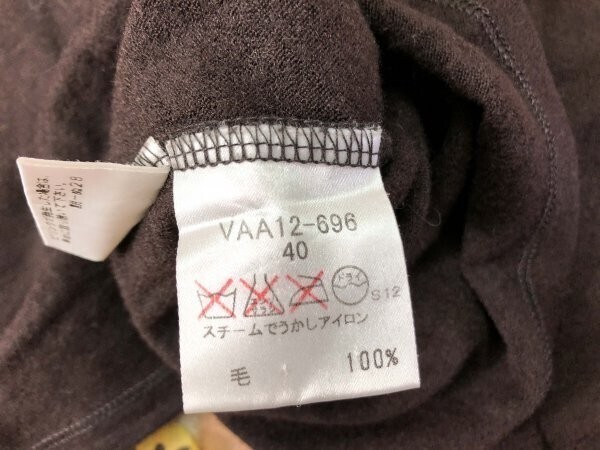 OF KRIZIA オブ クリツィア レディース Vネック ウール 毛100％ 長袖 ニットソー 40 焦げ茶 ダークブラウン 無地_画像3