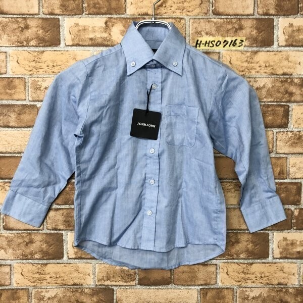 未使用新品タグ付き JOMM JOMM ジョムジョム キッズ 長袖 BD ボタンダウン シャンブレー シャツ 110 水色 セレモニー_画像1