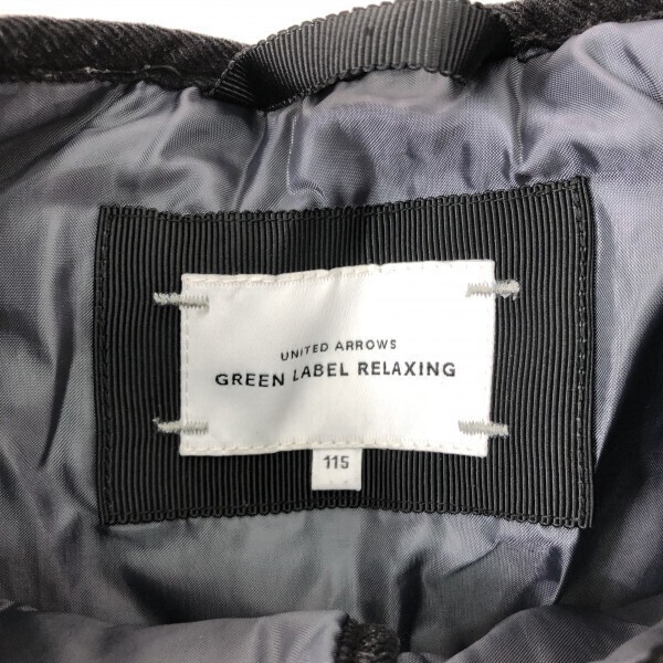GREEN LABEL RELAXING ユナイテッドアローズ UNITED ARROWS トラッド ノーカラー 中綿 キルティング ジャケット 子供服 キッズ 115 グレー_画像2