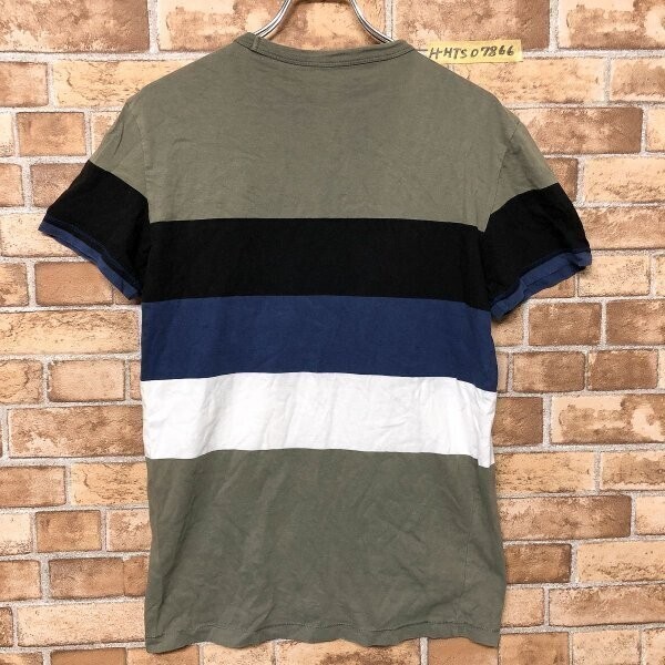 AMERICAN EAGLE アメリカンイーグル メンズ 配色切替 半袖Tシャツ カーキ × 黒 × 紺 × 白 XS_画像4