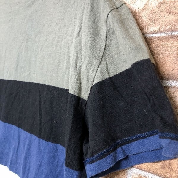 AMERICAN EAGLE アメリカンイーグル メンズ 配色切替 半袖Tシャツ カーキ × 黒 × 紺 × 白 XS_画像5