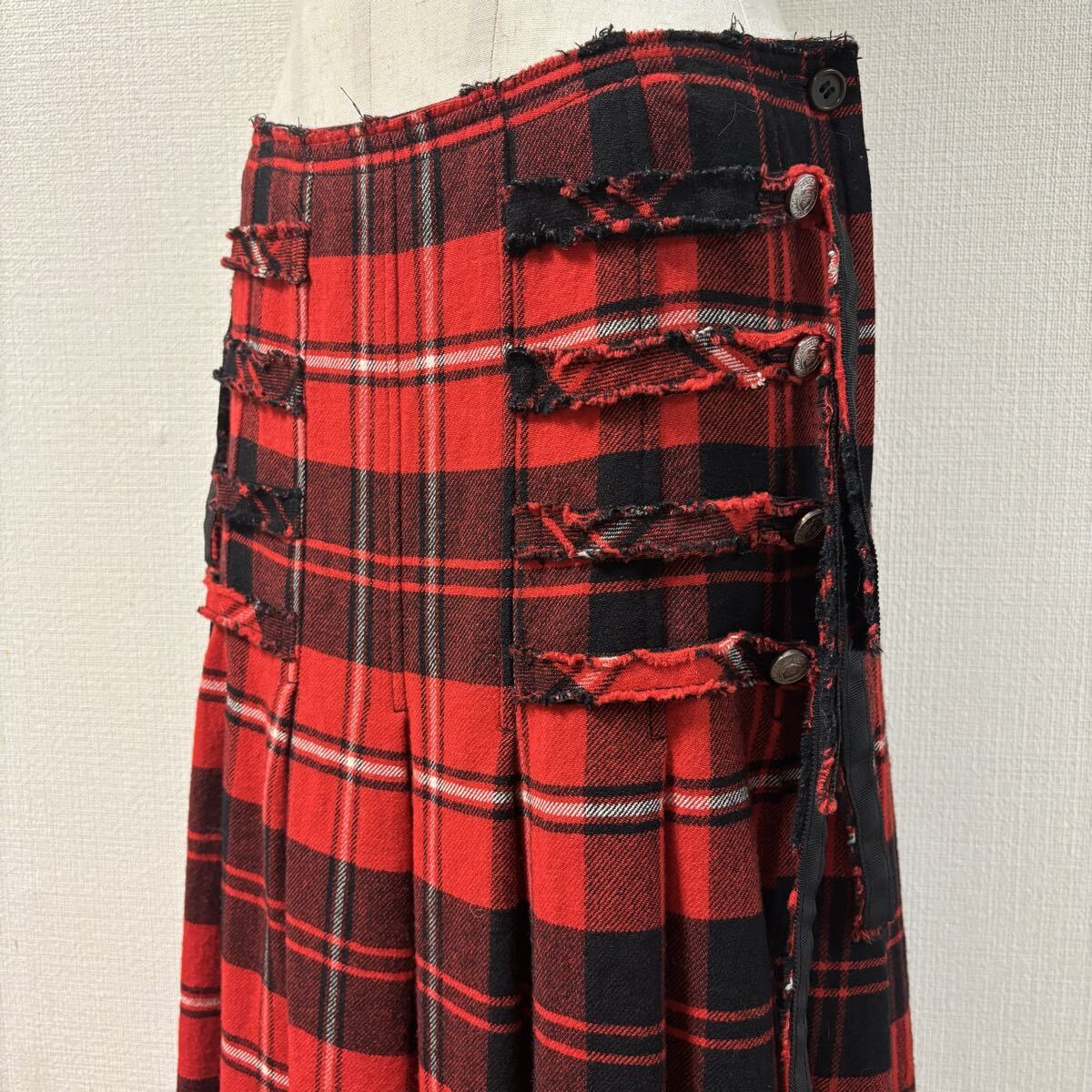 美品◇希少◇初期zucca◇プリーツスカート◇タータンチェック◇RED_画像2