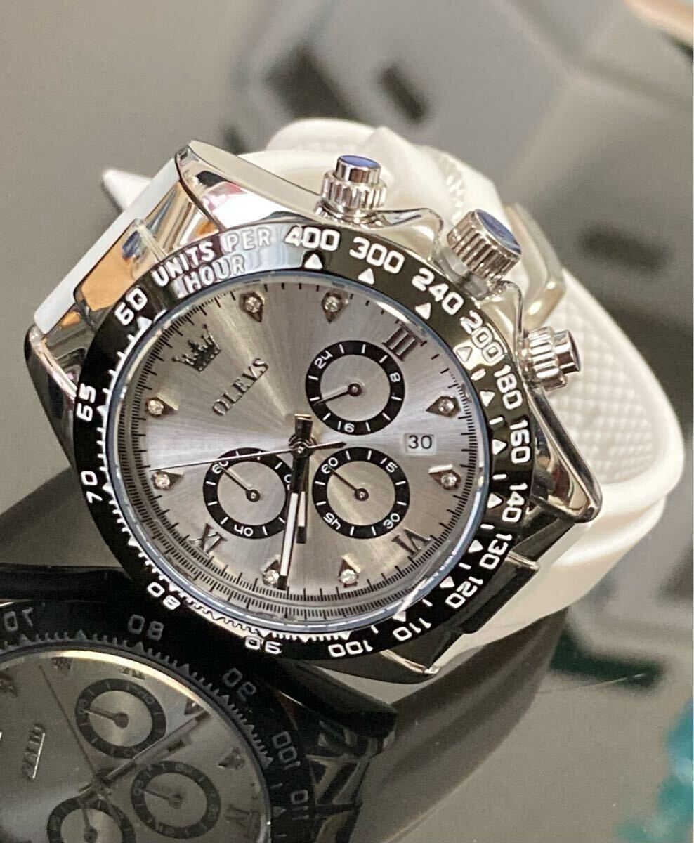 レディース腕時計　 レディースウォッチ　クロノグラフ可動 ジルコニア 防水腕時計 ストップウォッチ カレンダーステンレス1799w ホワイト_画像1