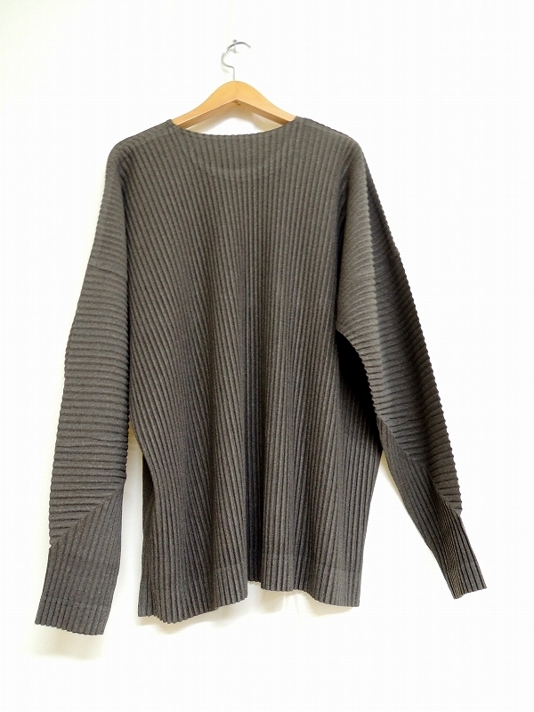 HOMME PLISSE オムプリッセ 長袖プリーツカットソー 2 HP23JK181 チャコールグレー ポリエステル100% イッセイミヤケ_画像2