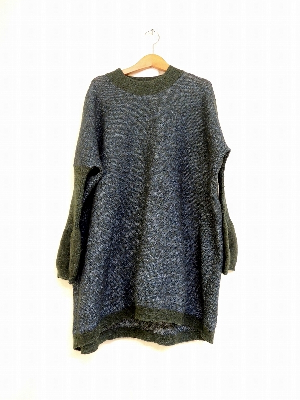 HaaT ISSEY MIYAKE ハート・イッセイミヤケ ニット 2 HA73KJ341 ブルー ポリエステル36% アルパカ28% ナイロン19% 麻11% 毛6%_画像1