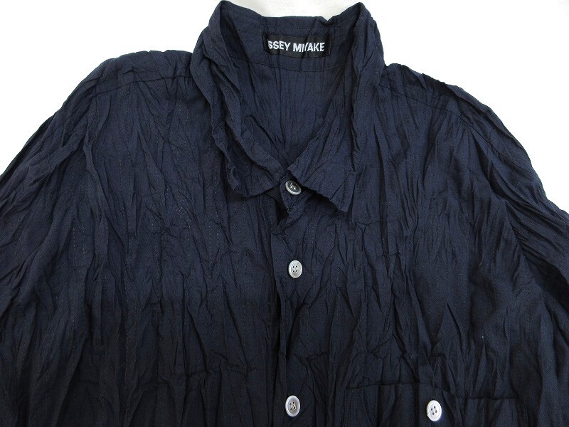 ISSEY MIYAKE イッセイミヤケ 長袖シャツ Shirt 4 ME53FJ173 ポリエステル85% 綿15% MADE IN JAPAN_画像3
