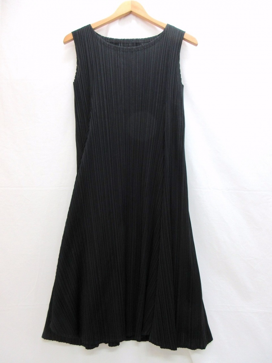 PLEATS PLEASE プリーツノースリーブワンピース Dress 3 PP61-JH973 ポリエステル100% MADE IN JAPAN_画像1