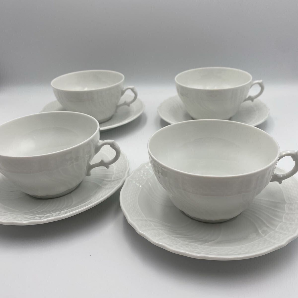 Richard Ginori リチャードジノリ ベッキオホワイト ティーカップ&ソーサー×4 (2511-14)_画像1