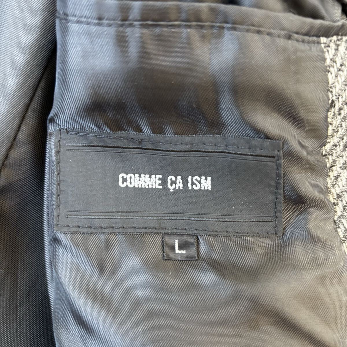 未使用保管品◎コムサイズム『圧倒的高級感』COMME CA ISM ステンカラーコート ロング チャコールグレー ヘリンボーン 秋冬 48位 L_画像9