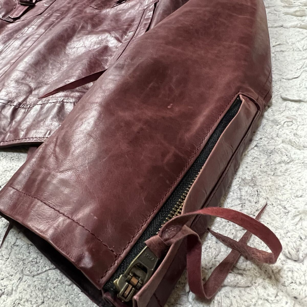 【美品】JACK ROSE ジャックローズ レザージャケット 希少ワインレッドカラー カーフレザー 牛革 光沢感 ウエスタン Mサイズ_画像4