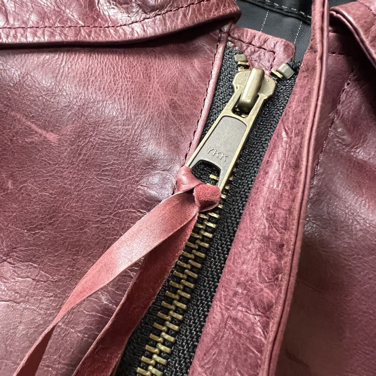 【美品】JACK ROSE ジャックローズ レザージャケット 希少ワインレッドカラー カーフレザー 牛革 光沢感 ウエスタン Mサイズ_画像5