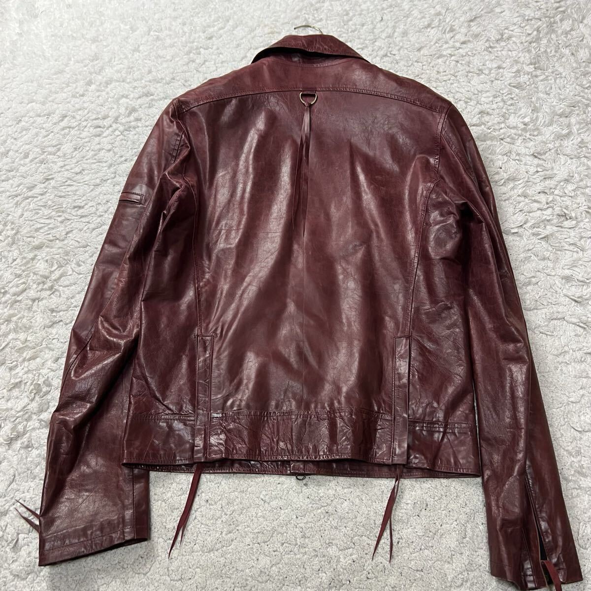 【美品】JACK ROSE ジャックローズ レザージャケット 希少ワインレッドカラー カーフレザー 牛革 光沢感 ウエスタン Mサイズ_画像8