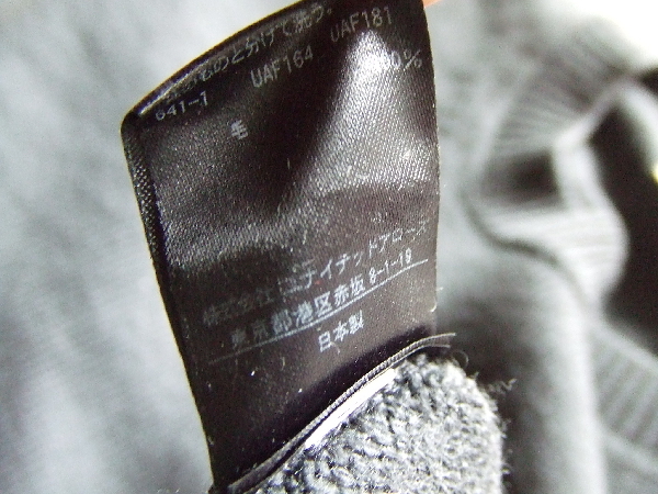 S★ユナイテッドアローズ★ウール100%ニット チャコール　セーターunited arrows uaメンズ グレー系インナー チャコールグレー_画像5