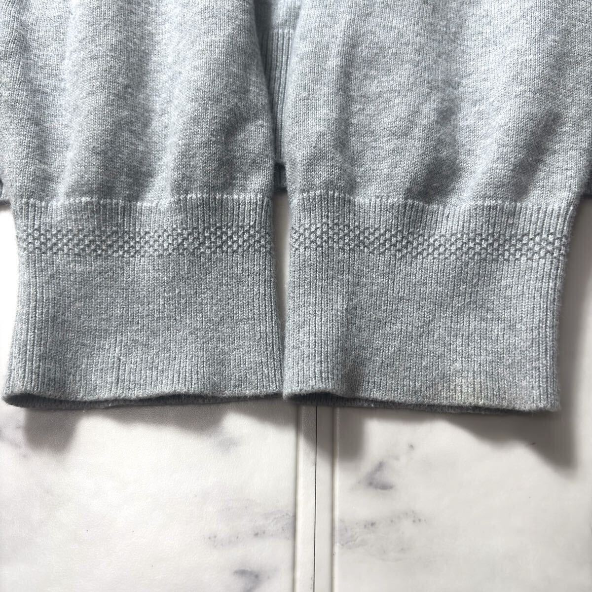 極美品/希少!XL HUGO BOSS 長袖 ニット●現行タグ カシミヤ混 タートルネック ロゴパッチ ハイネック セーター グレー メンズ ヒューゴボス_画像6