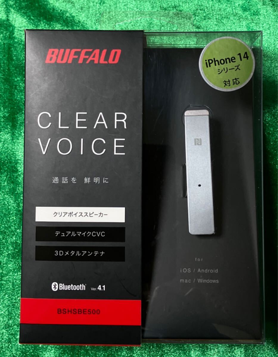 ワイヤレスヘッドセット　BUFFALO Bluetooth4.1対応ヘッドセット 3Dメタルアンテナ搭載 「BSHSBE500・シルバー」片耳タイプ テレワーク_画像1