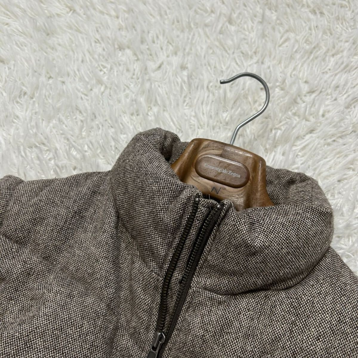 ルイシャブロン【人気の2way】Louis Chavlon ダウンジャケット　アウター　ベスト　中綿　ツイード　ブラウン系　L_画像3