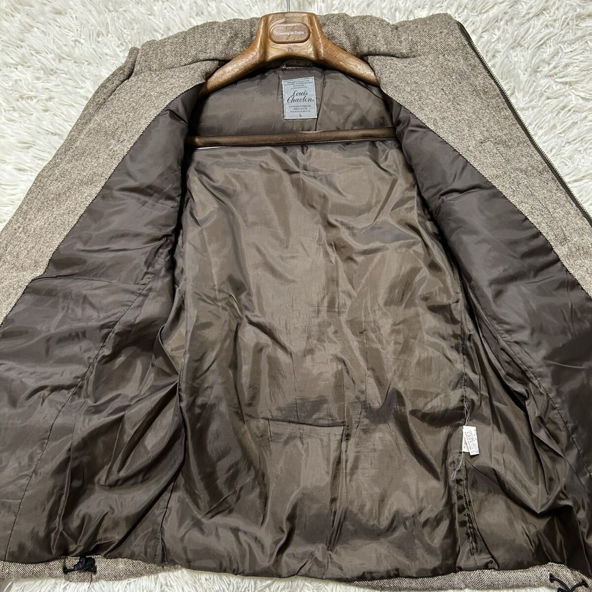 ルイシャブロン【人気の2way】Louis Chavlon ダウンジャケット　アウター　ベスト　中綿　ツイード　ブラウン系　L_画像5