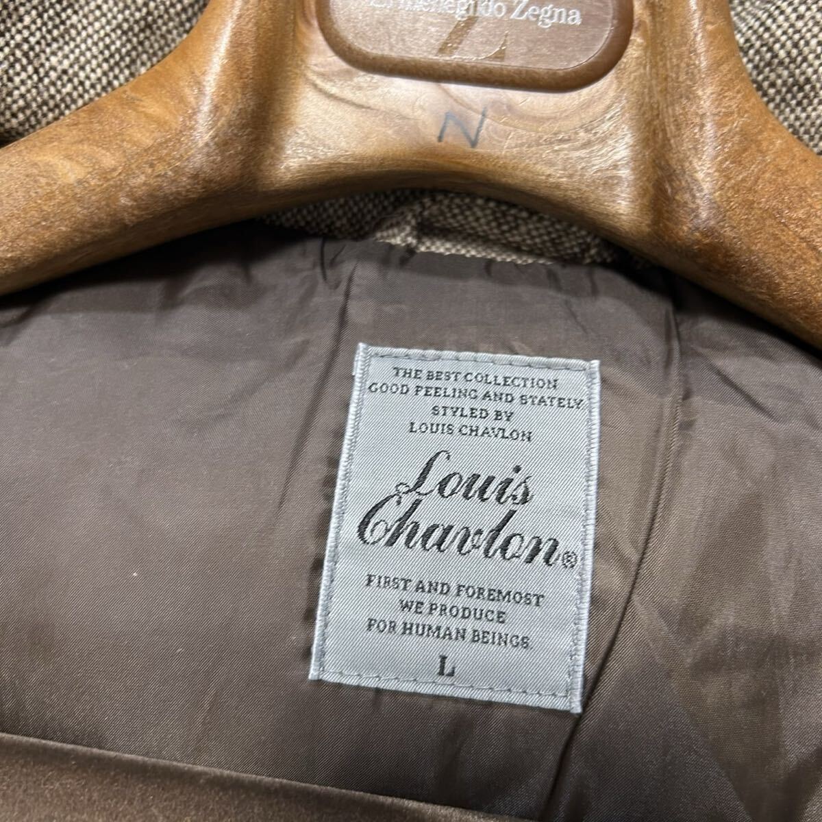 ルイシャブロン【人気の2way】Louis Chavlon ダウンジャケット　アウター　ベスト　中綿　ツイード　ブラウン系　L_画像6