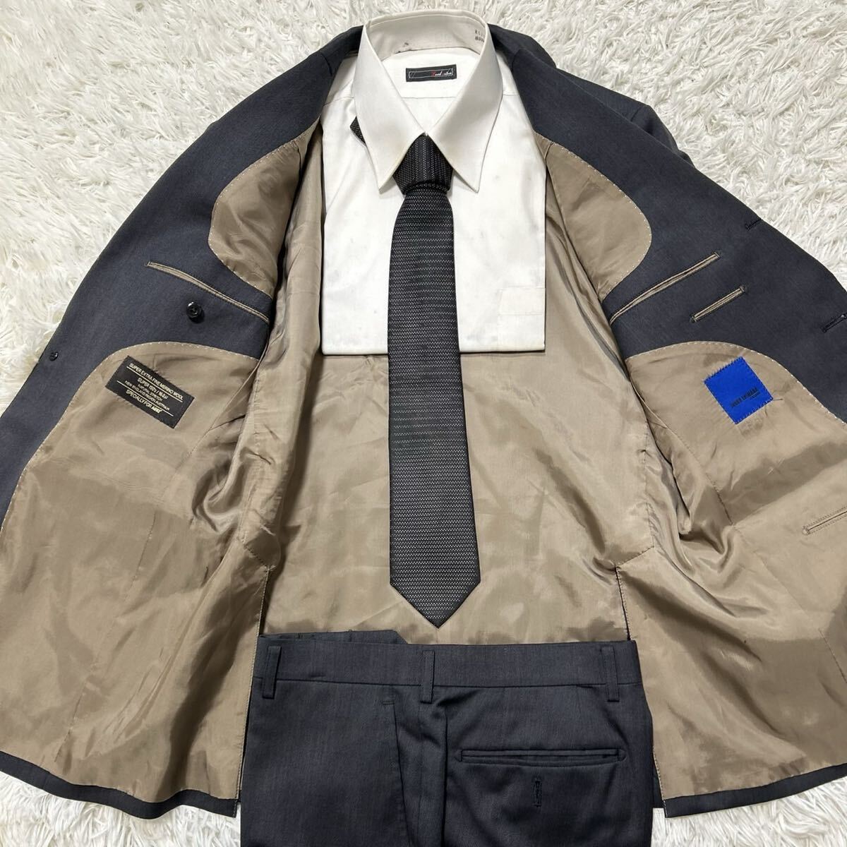 Super150's・希少XL相当!!!ジュンコシマダ【最高級の逸品】JUNKO SHIMADA スーツ　セットアップ　テーラードジャケット　グレー_画像5