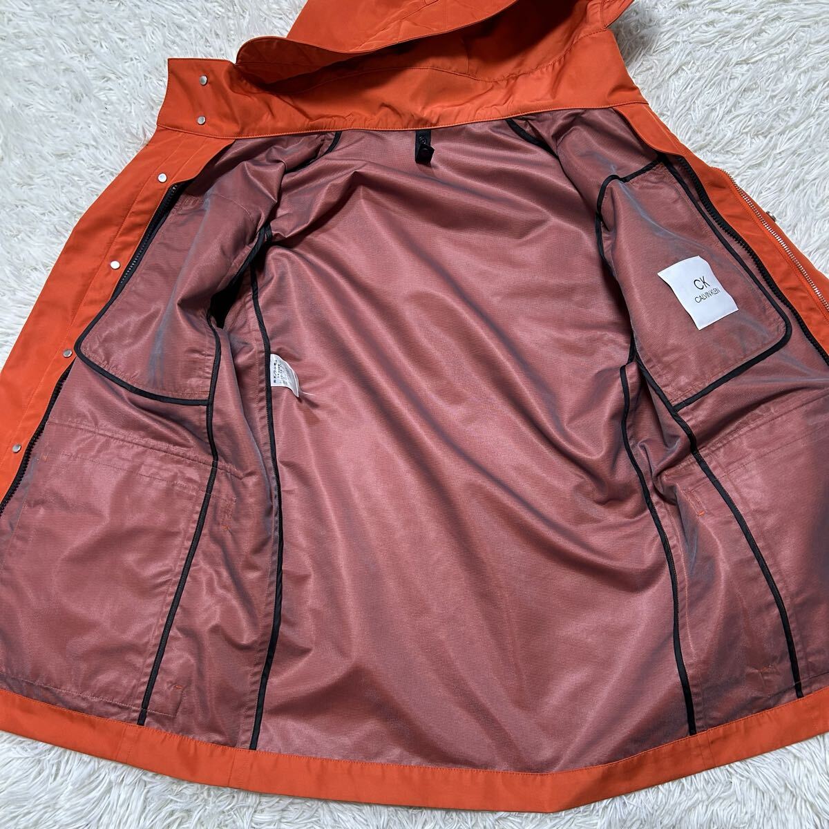 新品タグ付き・極上ダウン80%!!!カルバンクライン【圧倒的存在感】Calvin Klien ダウンジャケット　アウター　コート　オレンジ　S位_画像4