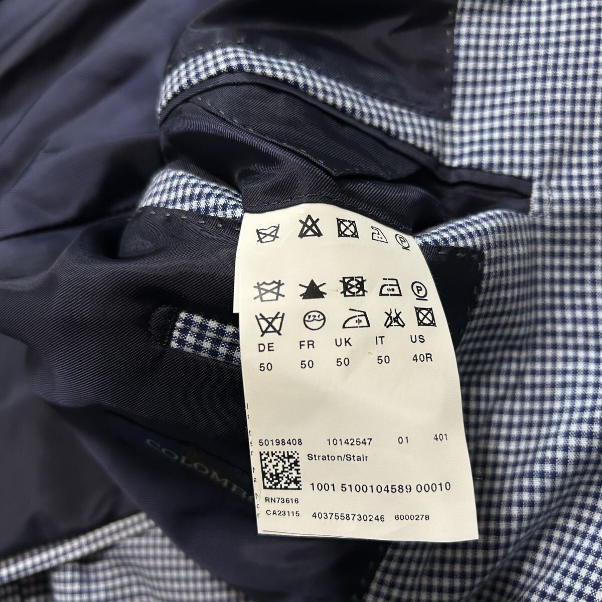 希少XL〜XXL相当!!!ヒューゴボス　コロンボ【溢れる高級感】HUGO BOSS スーツ　セットアップ　ジャケット　チェック　ネイビー　ホワイト_画像7