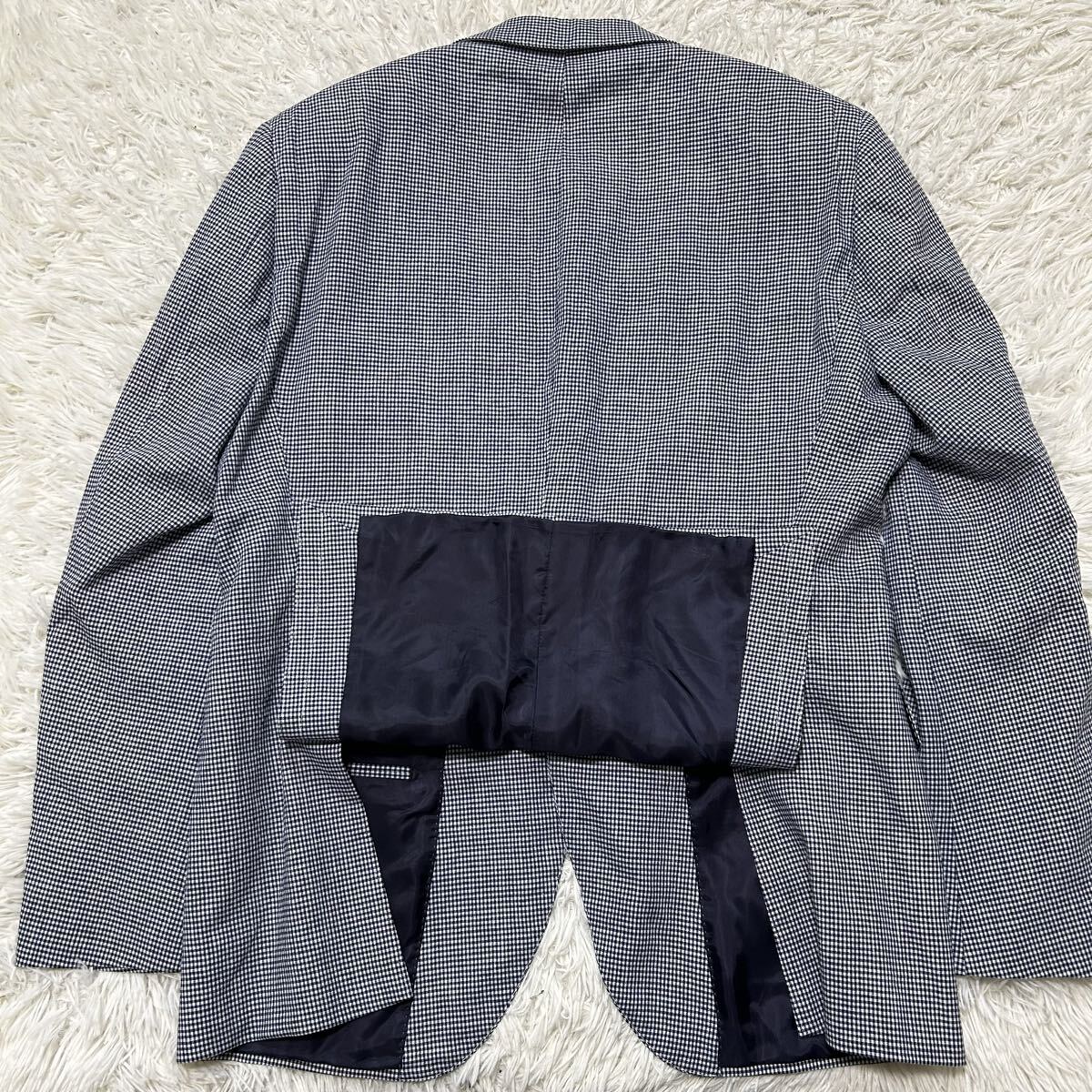 希少XL〜XXL相当!!!ヒューゴボス　コロンボ【溢れる高級感】HUGO BOSS スーツ　セットアップ　ジャケット　チェック　ネイビー　ホワイト_画像9