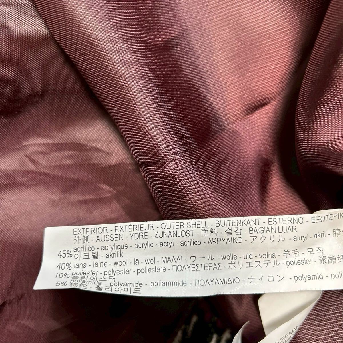 希少L〜XL相当!!!ザラ【纏う高級感】ZARA チェスターコート ロングコート ツイード チェック ホワイト レッド_画像7