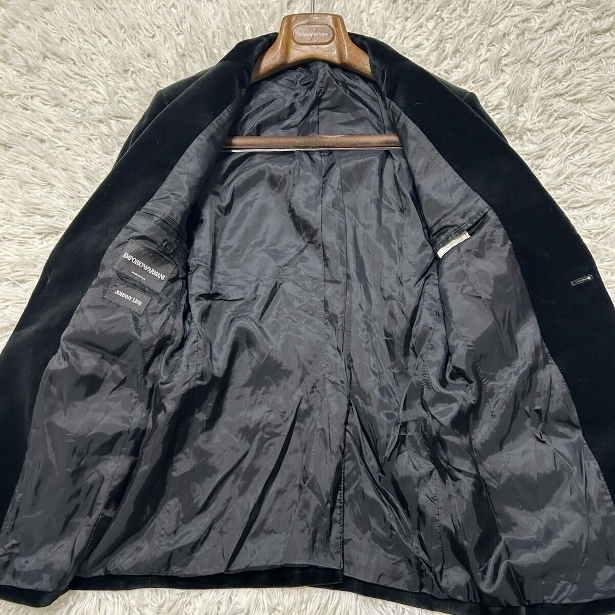 美品!!!エンポリオアルマーニ JOHNY LINE【極上のベロア】EMPORIO ARMANI テーラードジャケット　ベルベット　ブラック　S〜M位_画像4