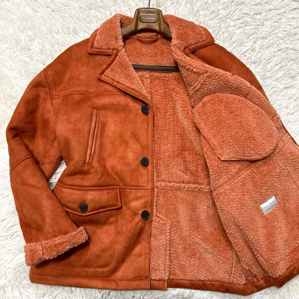 希少XXL〜XXXL相当!!!ザラ【幻のカラー】ZARA ムートンコート アウター ジャケット ボア オレンジ_画像1