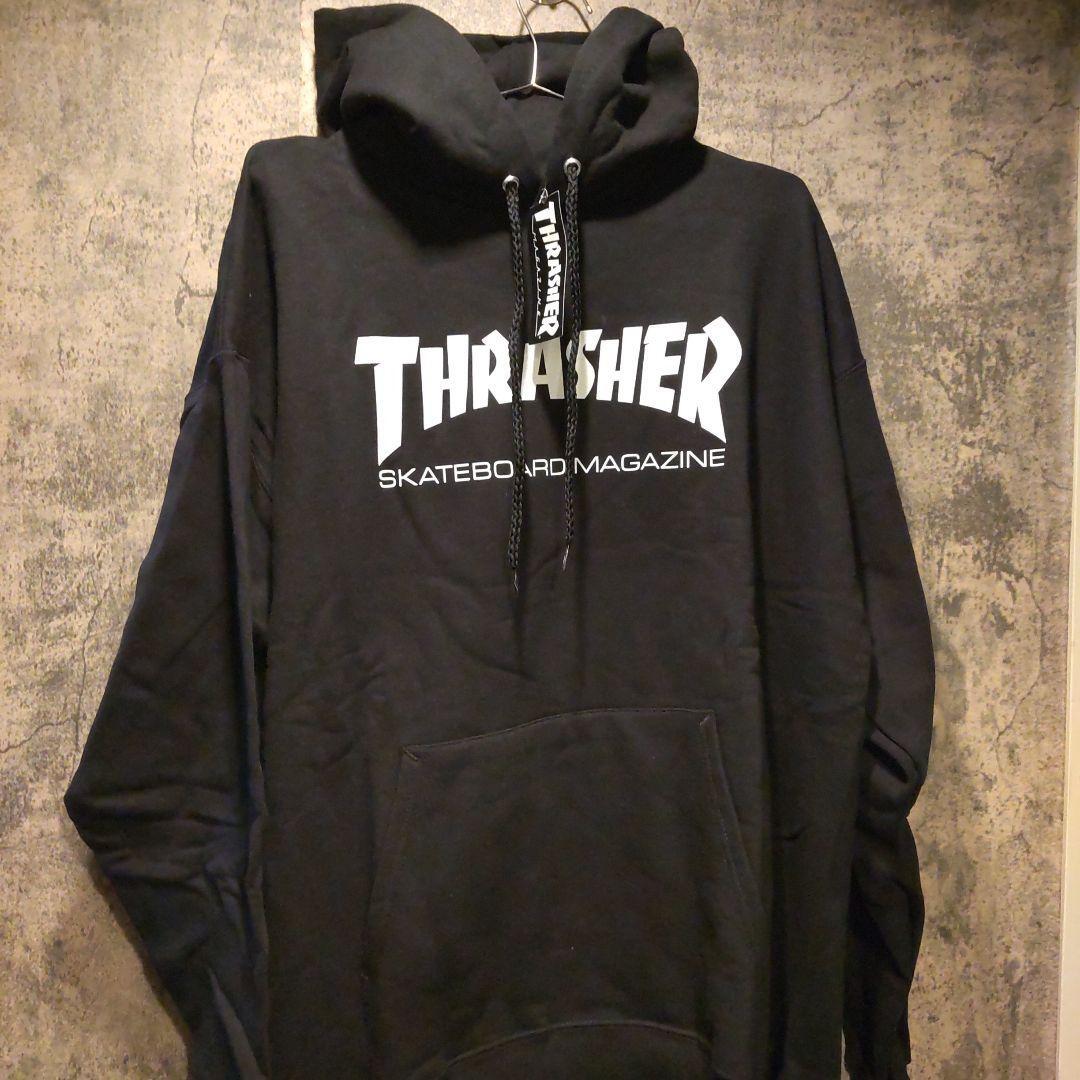 新品タグ付き THRASHER ブラック パーカー スラッシャー L_画像1