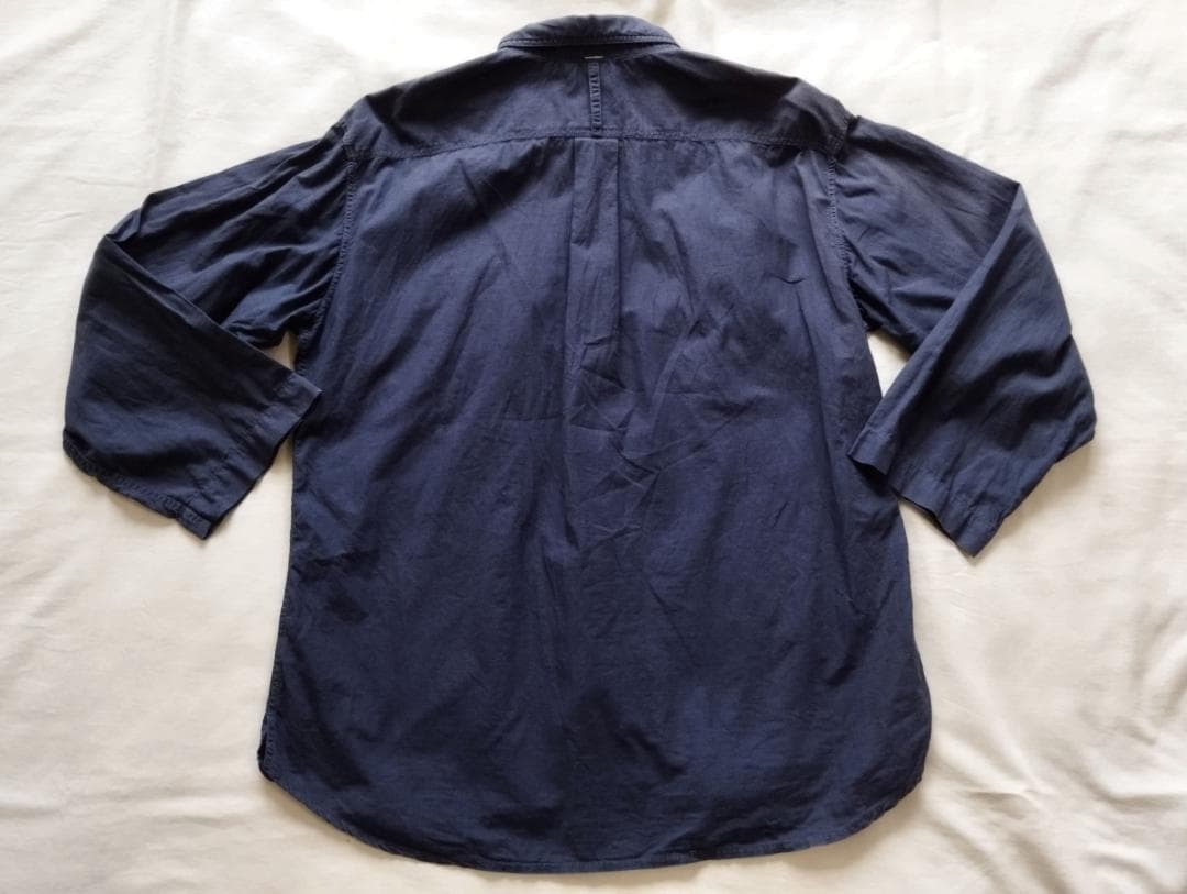 MHL. マーガレットハウエル　リネン混 プルオーバーシャツ　L　紺_画像8