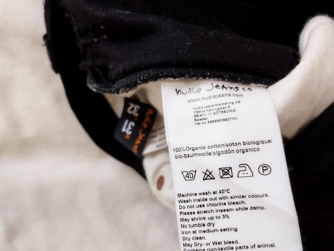 Italy製 Nudie Jeans ヌーディージーンズ ブラック W31L32_画像6